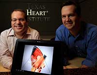 Amerra Medical Visualization founders Aaron Cohan and Mark Johnson working on the Heart Defect Atlas with THI [photo credit Karen Warren]