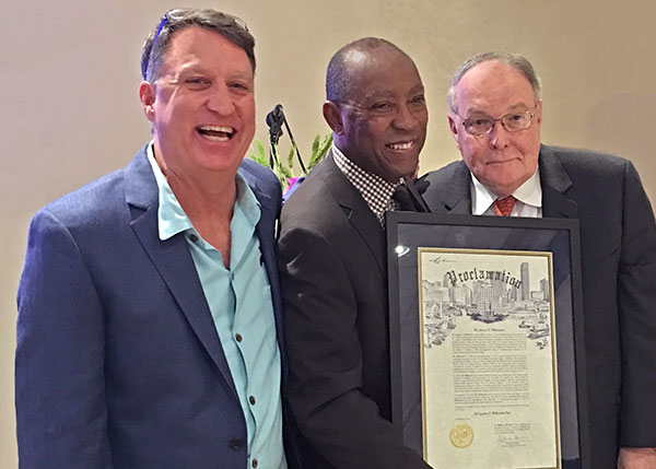 David Bales, Chairman of Texans for Cures, Mayor Sylvester Turner and James T. Willerson, MD