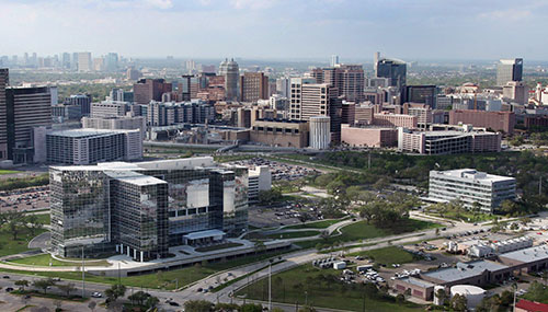 McNair campus, Texas Medical Center (foreground)