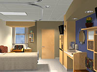 Artist's rendering of patient room.