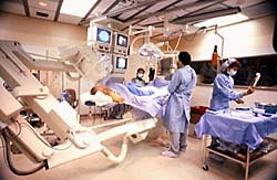 Photo showing a catheterization laboratory.