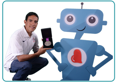 Leo Manzano and Cool-E the Project Heart Robot