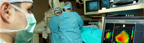 View of a stem cell procedure in the cardiac cath lab.
